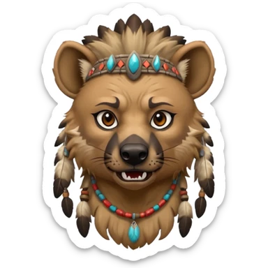 A native strong buff hyena with war bonnet  sticker