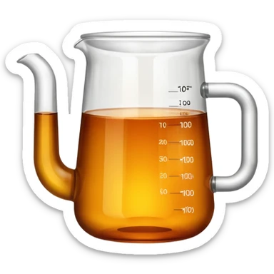 tea in a laboratory measuring cup sticker