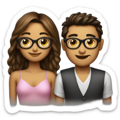 Chico con gafas y chica enamorados sticker