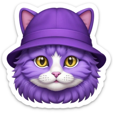 purple cat with hat
 sticker