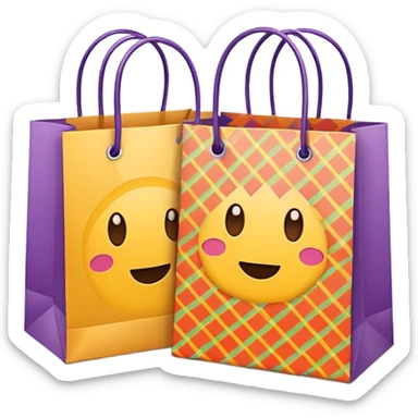 2 aesthetic shopping bag with pattern sticker