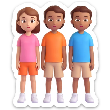 Slightly increase the volume of the upper body of the girl, separate the girl and the boy from each other, and make the skin color the same for both characters. Maintain the cartoonish 3D style. sticker