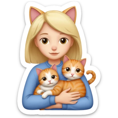 A human hugging a cute cat sticker