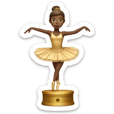  brown ballerina standing on a gold music box sticker