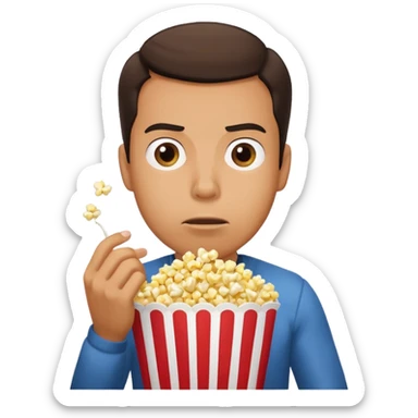 Make a guy eating popcorn in a dramatic conversion sticker