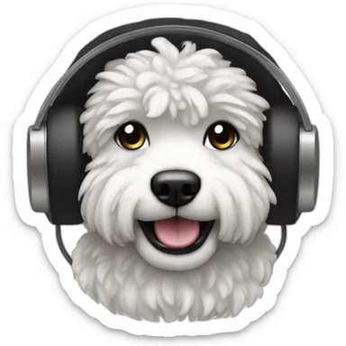 rapper-with hoop-white skin-black hair-beard-bichon dog-white-smile sticker