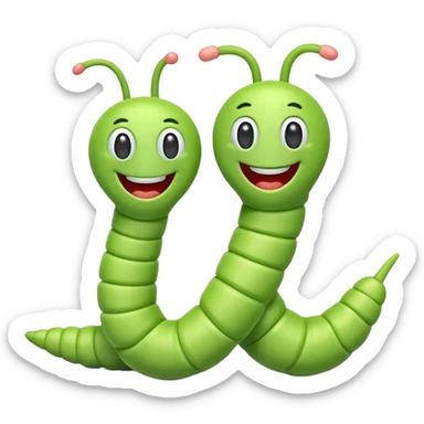 3D 4 smiling worms Good Morning sticker