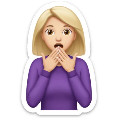 woman surprised with her hands over her mouth, full body sticker