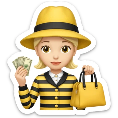 A Robber that just robes a bank** and that has yellow and black stripes that has a bag qith money inside with a chapeau sticker