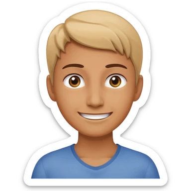 person standing confidently, eyes fixed on the horizon, with an enthusiastic, optimistic smile sticker