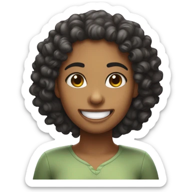 Make I curly hair girl grinning like she did something evil sticker