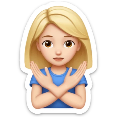 A girl with her hands crossed shaking her head  sticker