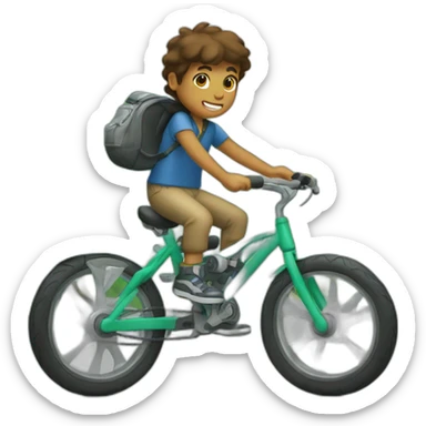 Boy drive a bike sticker