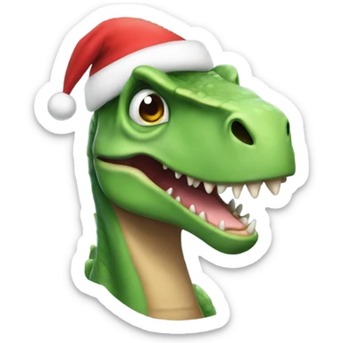 a dinosaur wearing a santa hat sticker