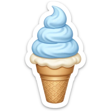 ice cream cone with pastel sky blue scoop and a cloud-shaped candy sticker