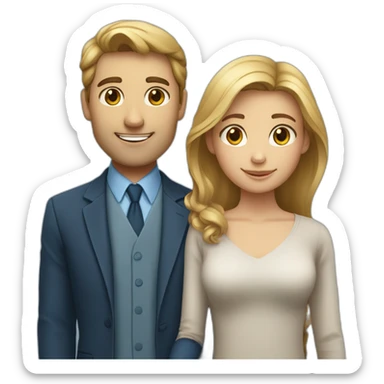 Un couple avec le garçon blond au yeux bleus et la fille brune  sticker