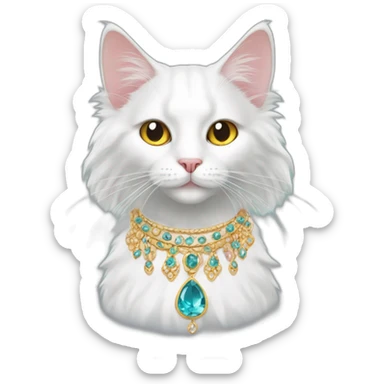 Turkish Angora Cat with jewelry sticker