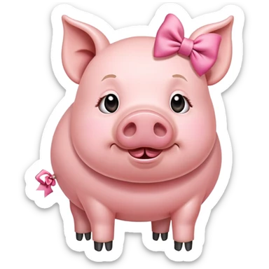 Pig with bows farts sticker
