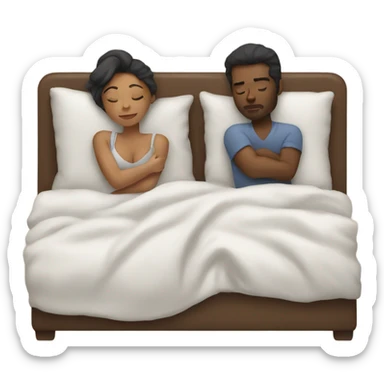 woman and man sleeping in bed sticker