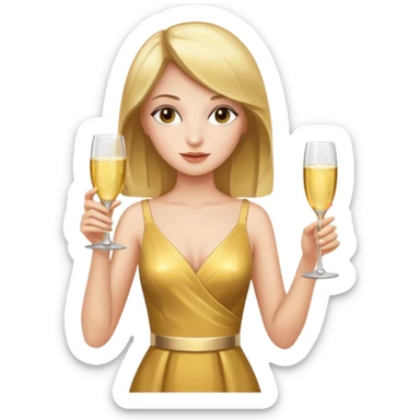 woman with shampane glass in golt dress sticker