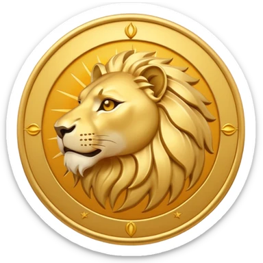 Iranian Lion and Sun symbol, minimalist emoji style, flat design, clean lines, gold lion and sun on transparent background, simple icon, no text, no flag stripes sticker