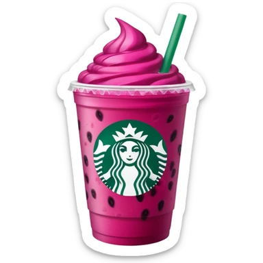 Starbucks dark pink dragonfruit refresher. no swirl on top. starbucks logo. sticker