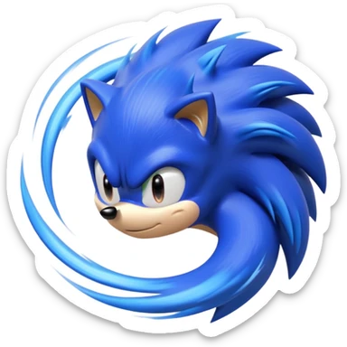 Sonic the Hedgehog curled in a ball spinning sticker