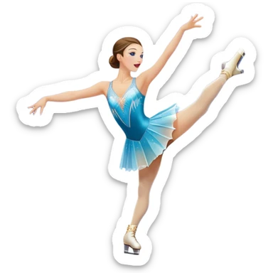 An icon of a theatrical ice show with close-up costumed figure skater performing a dramatic scene on a glowing ice stage. Spotlights, colorful scenery, and a cheering audience in a grand arena convey the magic and artistry of the ice performance. Transparent background included. sticker