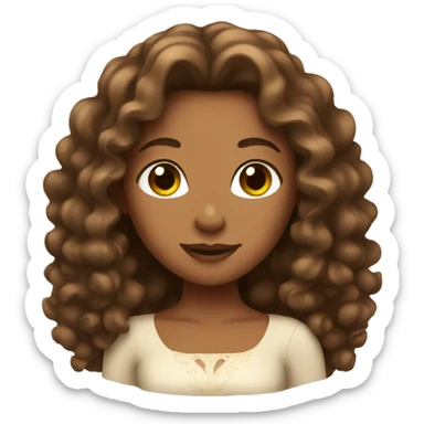 A tan princess with brown curly hair sticker