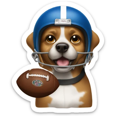 Dog with football and football helmet sticker