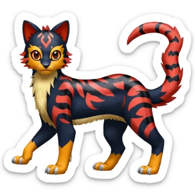 Furry Sneaky Mischievous Expressive Liepard-Nargacuga-Litten-Sprigatito-Pokémon-fusion-creature (full body) sticker