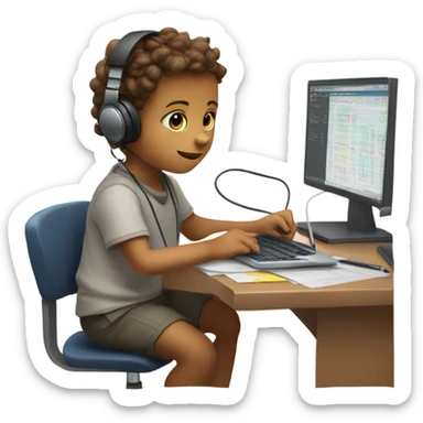 A young child mining data  sticker