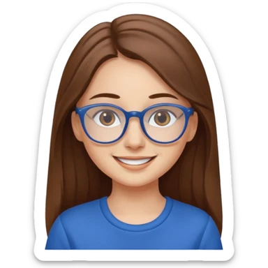 long hair girl with eyeglasses and blue outfit sticker