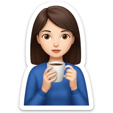Brunette girl drink a coffee  sticker