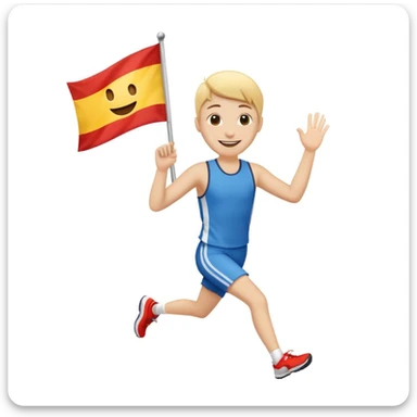 happy runner waving a flag that says 'emojiland' sticker