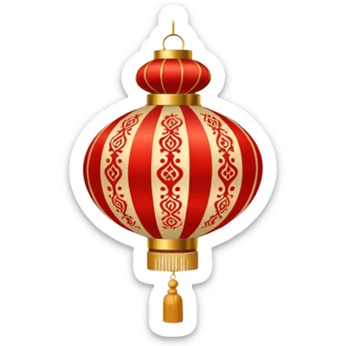 red beige ornamented chinese lantern sticker