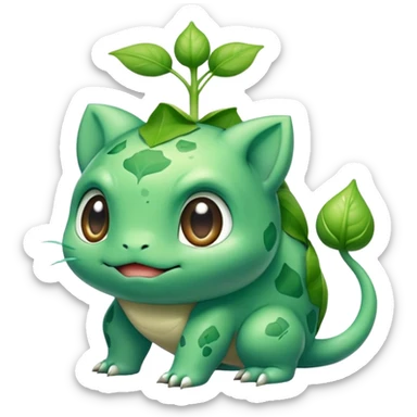 Bulbasaur with a green closed sprout-bulb on back  sticker