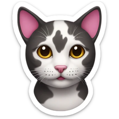 a cat with a pink-nosed black border sticker