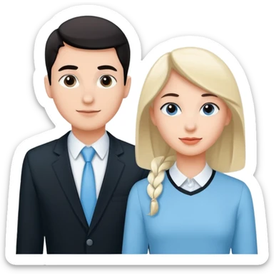 creame elementos graficos sguieendo este mismo modelo pero pensando en que sean para educacion edtech elearnig de ese estilo version hombre joven y mujer joven con colores coprorativos celeste negro blanco pero como elemento grafico no en 3d sticker