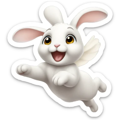 cute baby rabbit flying  sticker