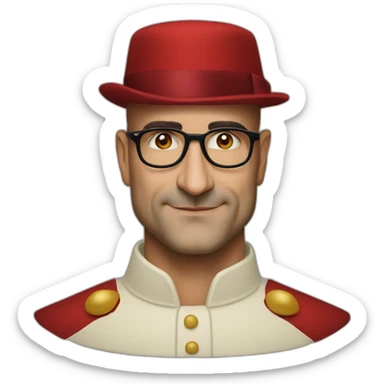 stanley tucci wearing a mitre cardinal hat sticker