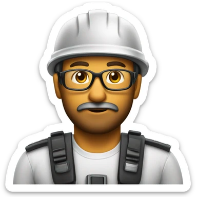 Trabalhador com capacete de segurança e óculos, barba sticker