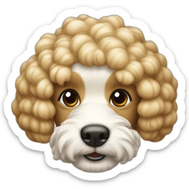 Caniche toy arriba de una cacerola roja sticker