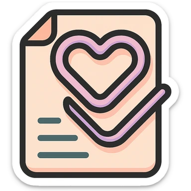 heart-shaped paperclip for documents, icon-color-outlined style, thin clean contours, soft rounded shapes, pastel palette #98B5BC, #B5B3C1, #C9A3C9, #E4C0CA, #F7DCD1, #F7C0AA, detailed shadows and highlights, soft lighting, no background sticker