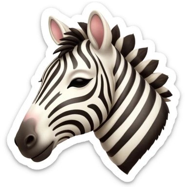 Meme-Worthy Cute Sleeping Zebra Portrait Emoji, Head resting peacefully with a contented smile, showcasing a lean, graceful build and a luxuriously soft striped fur, a refined, equine head with a long snout and alert ears, and eyes shut in a serene, restful nap, Simplified yet hilariously adorable features, highly detailed, glowing with a soft, drowsy light, high shine, relaxed and utterly lovable, stylized with an air of playful laziness, bright and heartwarming, soft glowing outline, capturing the essence of a comically sleepy zebra that feels like it could instantly become the next viral sensation of adorable slumber! sticker