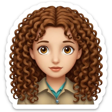 Long curly haired girl with hazel eyes and brown hair  sticker