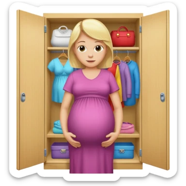 Pregnant blonde man in a closet sticker