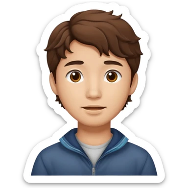 asian young man with wavy brown hair sticker