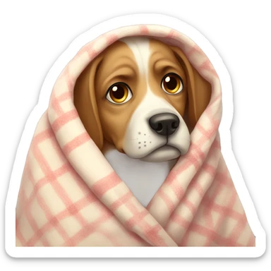 really sad dog in blanket  sticker