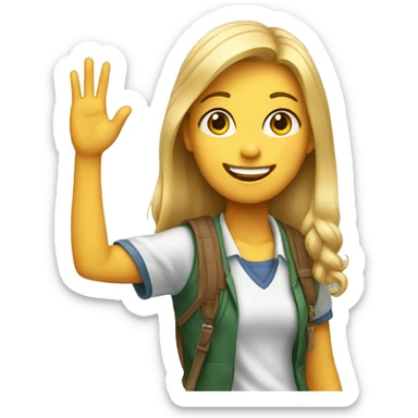 a smiling casual student girl waving at you sticker